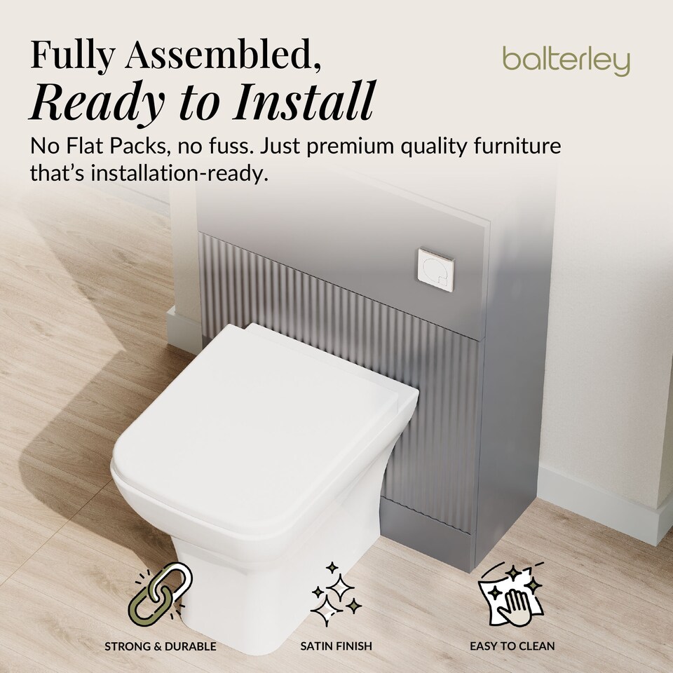 image 1 of Contemporary Fluted 500mm Floor Standing WC Unit, Satin Grey | Grey | Satin Grey | 253 x 500 x 810mm