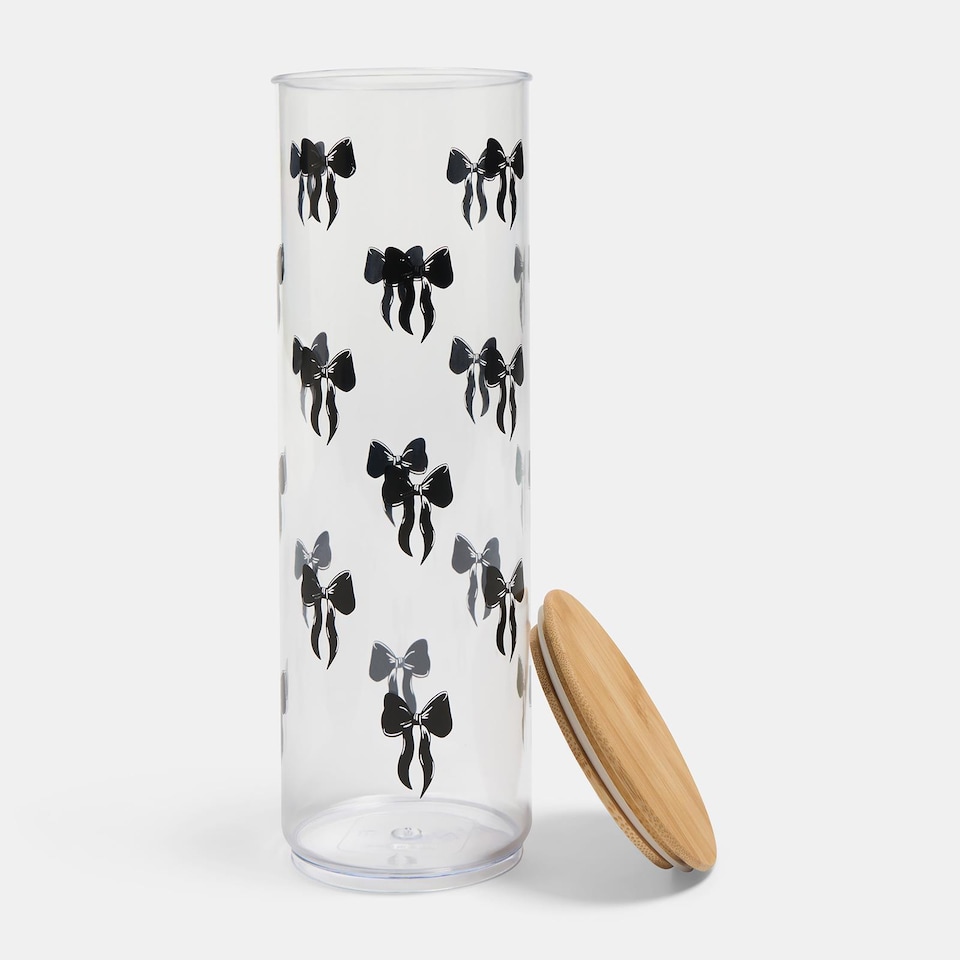 image 1 of OHS Bows Food Container Airtight Bamboo Lid Kitchen Storage Jar | Clear | Black - T | Tall