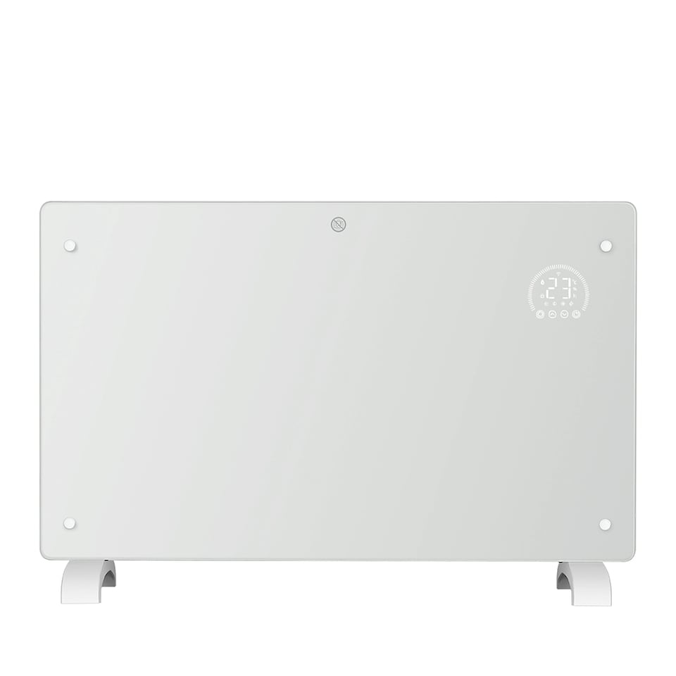 image 1 of Glass Panel Electric Radiator Smart App Control Heater 2KW Wifi LED Wall Mount or Floor Standing Portable 2000W White | White | 1