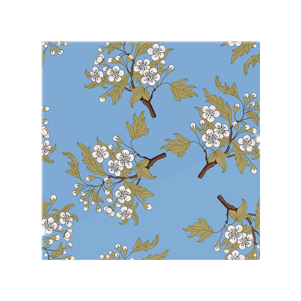 image 1 of Orchid Branches On Blue Splash Back | White