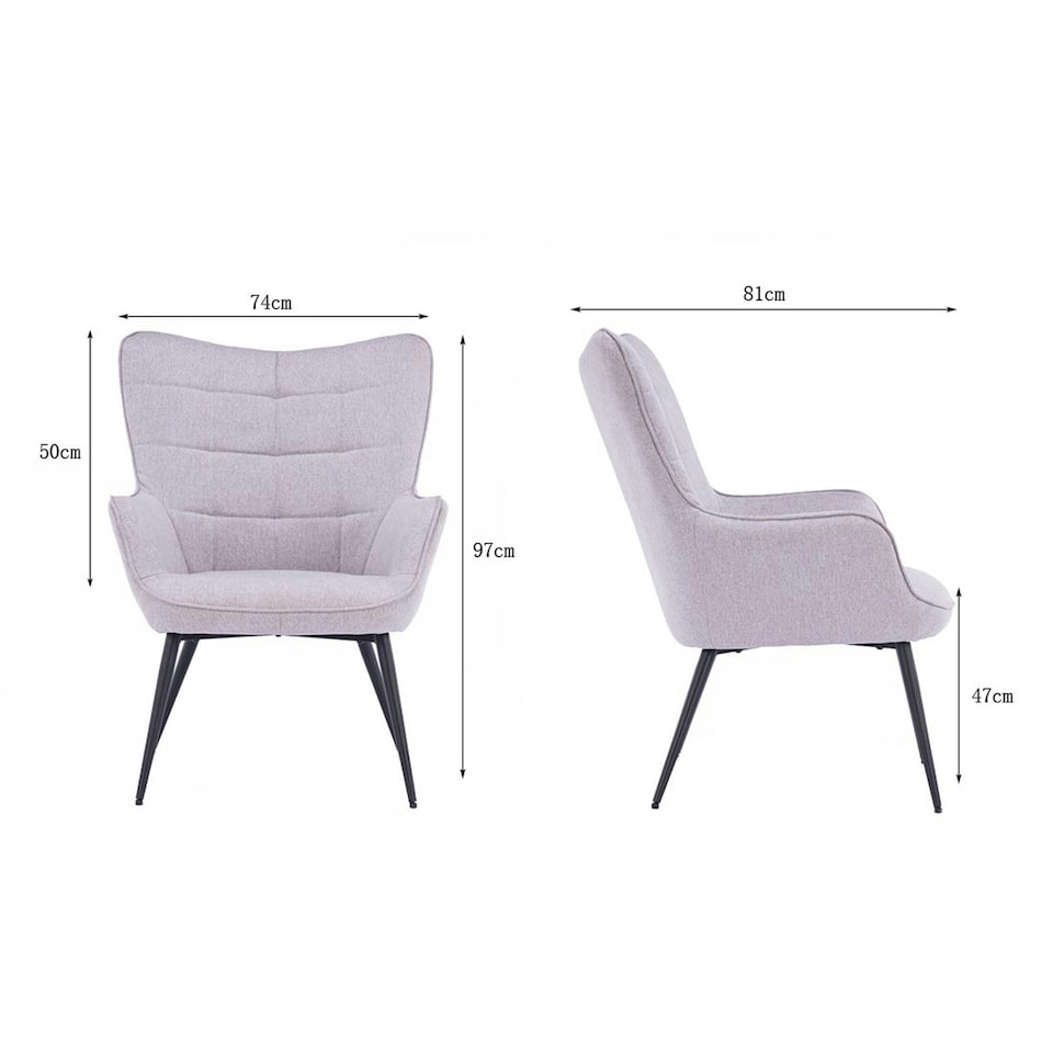 image 1 of Vera Fabric Occasional Living Room Modern Accent Chair (Light Grey)