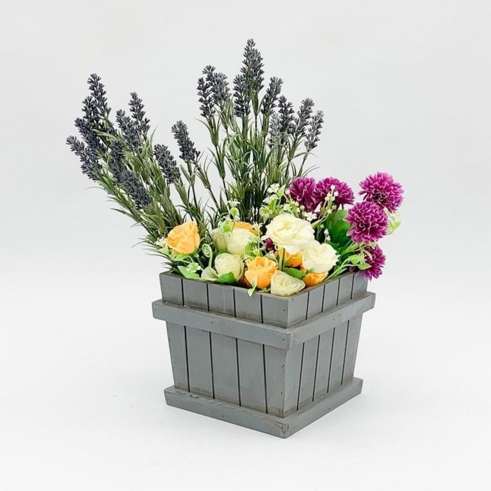 image 1 of Planter - Wooden - L20 x W20 x H20 cm - Grey Grey