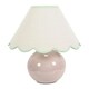 image 4 of ValueLights Bosco Natural Stone Globe Ceramic Table Lamp with Linen Green Trim Scallop Lamp Shade