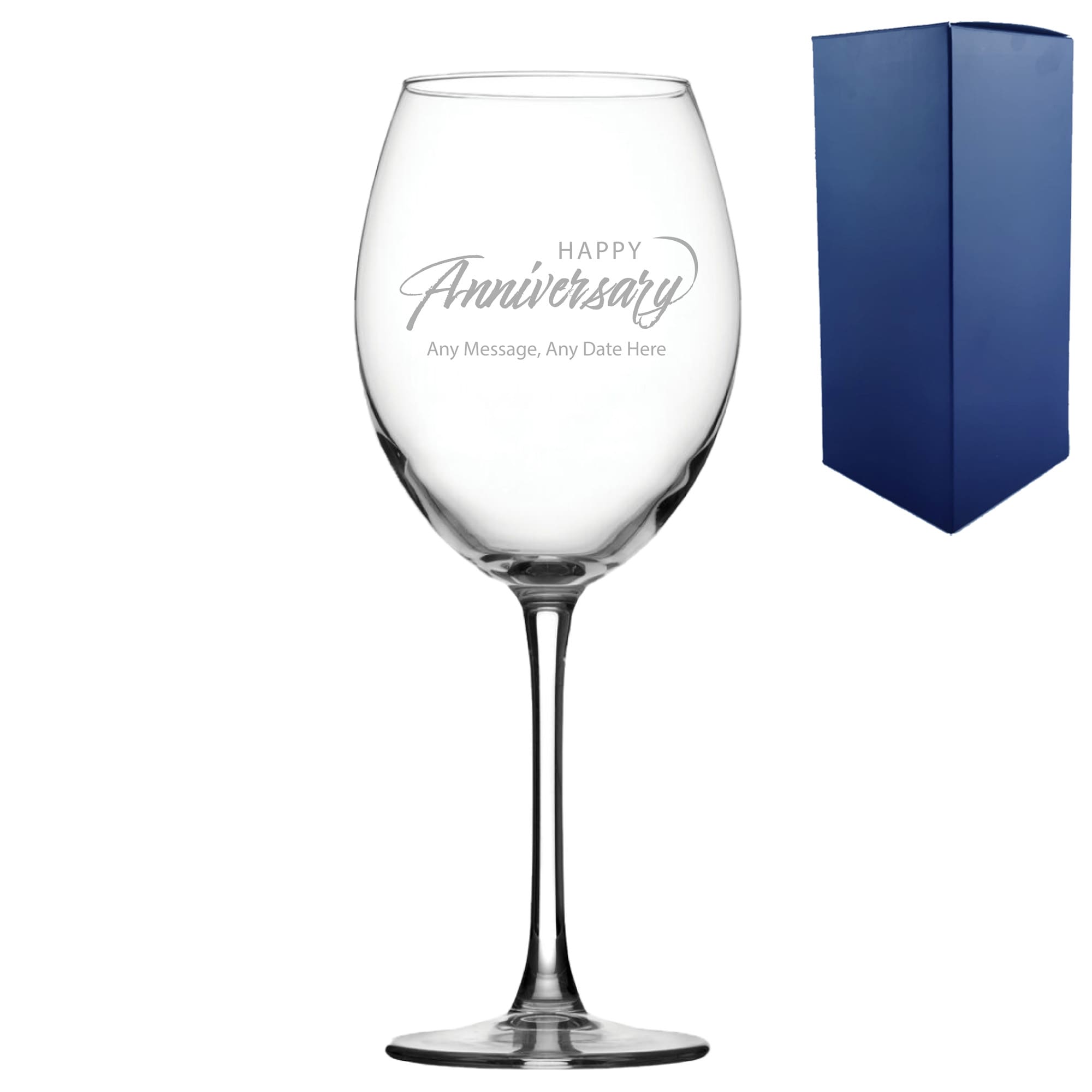 Uniqueful Personalised Anniversary Message 19oz Enoteca Script Wine Glass in Clear