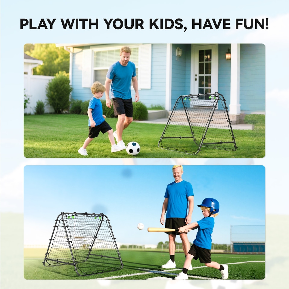 image 1 of HOMCOM Rebounder Net Football Target Goal with Adjustable Angles, Black