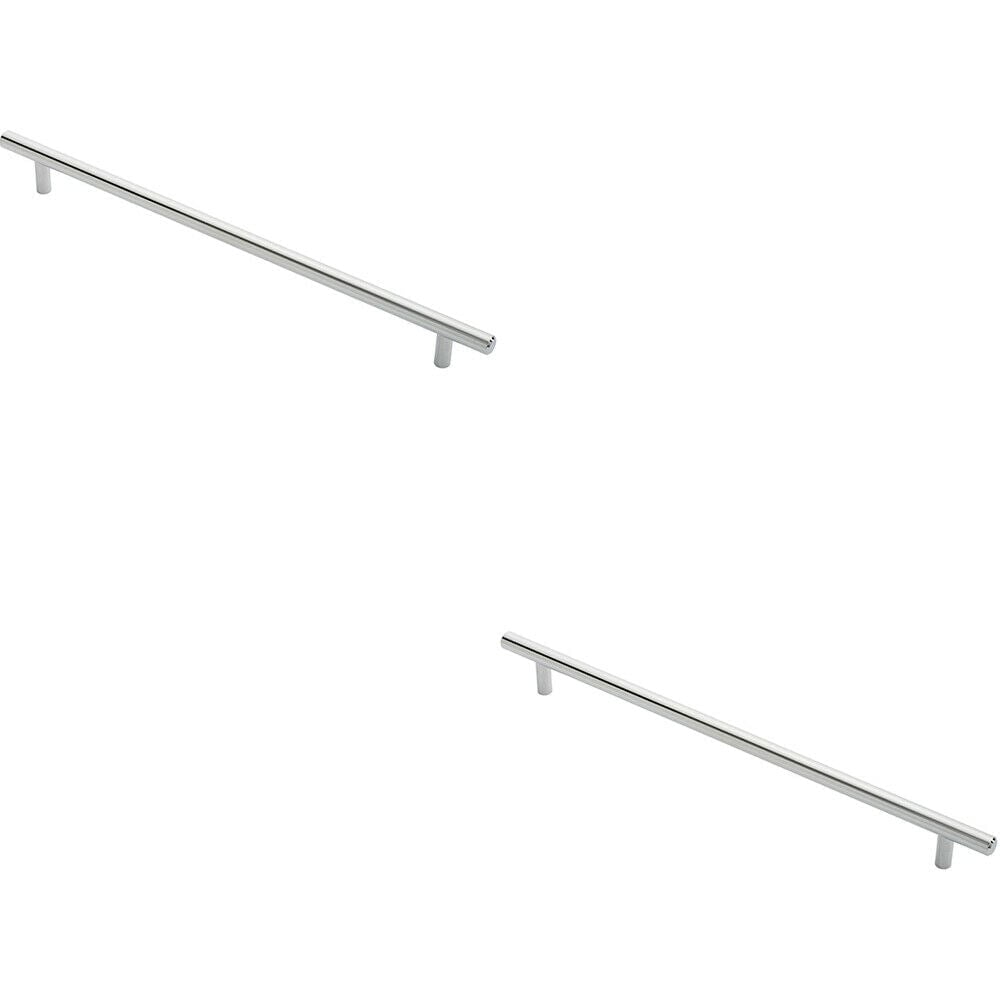 Loops 2x Round T Bar Cabinet Pull Handle 348 x 12mm 288mm Fixing Centres Chrome