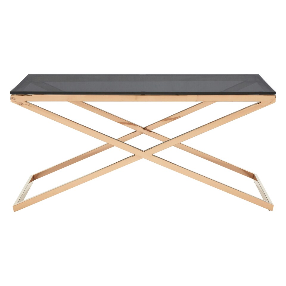 image 1 of Montril Glass Top Criss Cross Coffee Table Gold