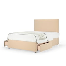 Signature Platinum 2000 Pocket Sprung Natural Plush Velvet 2 Drawer Divan Set And Valencia Headboard Small Single