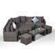 image 6 of Santorini L Shape Modular 5 Seat Rattan Corner Sofa Set With Daybed Ottoman, Large Coffee Table & 2 Stools Grey | Grey