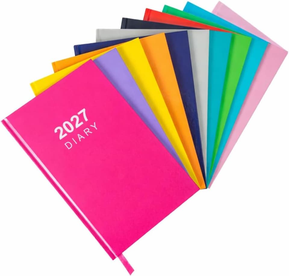 image 1 of 2027 Diary A5 Week to View - Hardback Planner Organiser with Ribbon Bookmark - Weekly Appointment Journal Notebook (Cerise) | Pink | Cerise