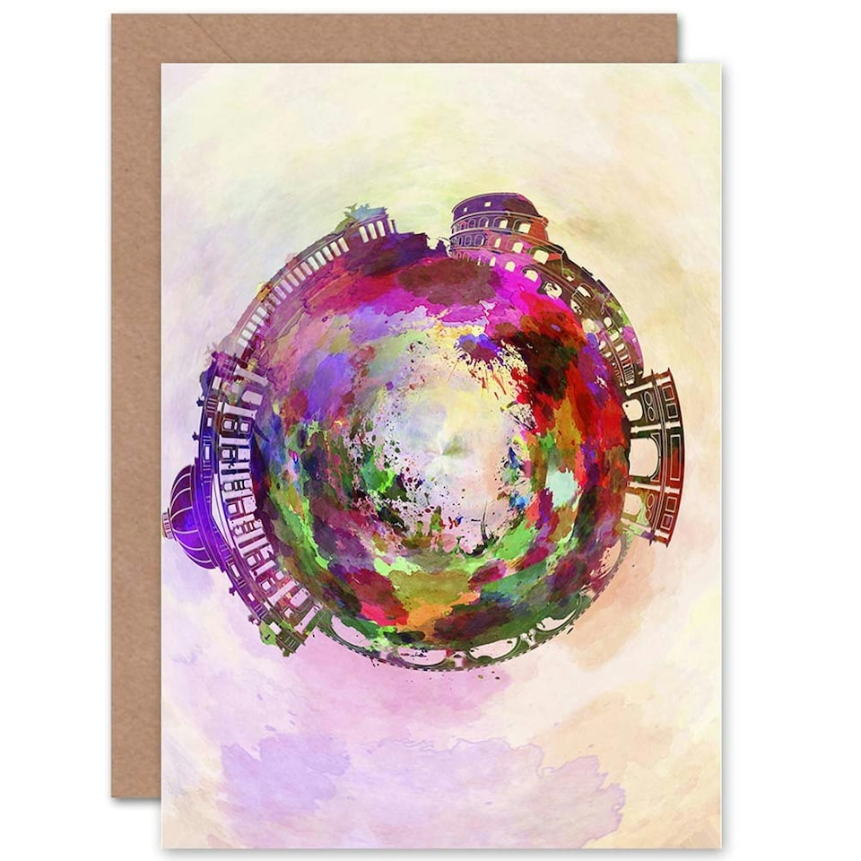 image 1 of Small World Abstract Skyline Rome Italy Art Card