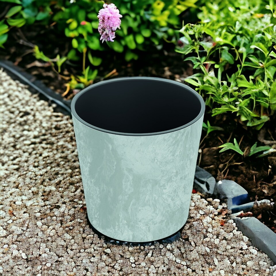 image 1 of 250mm Tubus Low Washed Up Look Flower Pot | Grey | 1