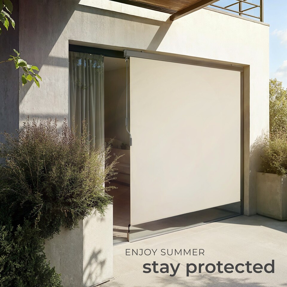 image 1 of Vertical Awning Eloise - installation materials included, retractable, UV blocking | Cream | beige | 160 x 250 cm | 1