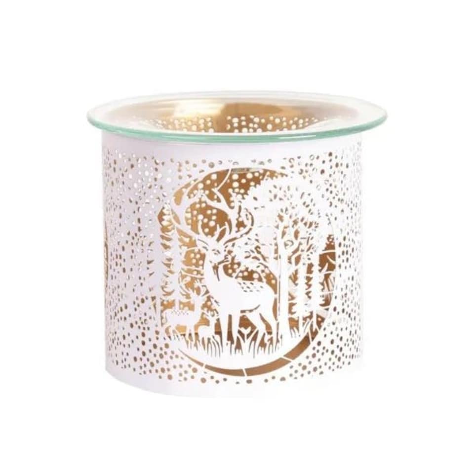 image 1 of Aroma Multi Functional Tealight Wax Melt Burner 10.5cm White Deer Family White