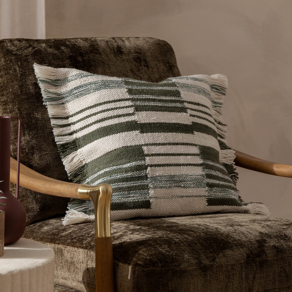 image 1 of Yard Torode Woven Cushion, Sage, 45 x 45cm