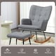 image 6 of HOMCOM Rocking Chair and Ottoman Set, Fabric Armchair with Footstool, Wingback Chair for Living Room and Bedroom, Grey