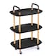 image 3 of 3 Tier Beech Wood & Plastic Serving Storage Trolley Food Drinks Cart on Wheels | Black | Black | 3 Tier | 1