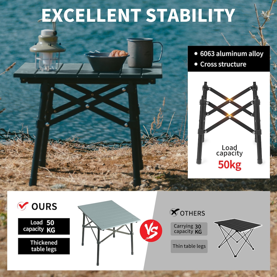image 1 of Portable Folding Table | Silver | Titanium Silver | Large