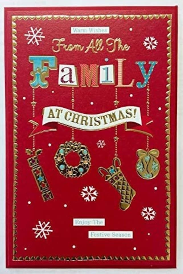 image 1 of TRADITIONAL FROM ALL THE FAMILY AT CHRISTMAS NICE VERSE GOLD FOIL GREETING CARD