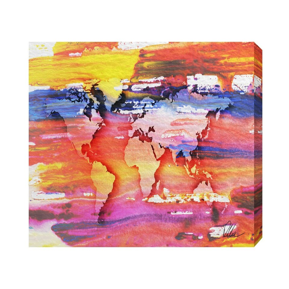 image 1 of Painty Map (Canvas Print) 44" x 30"
