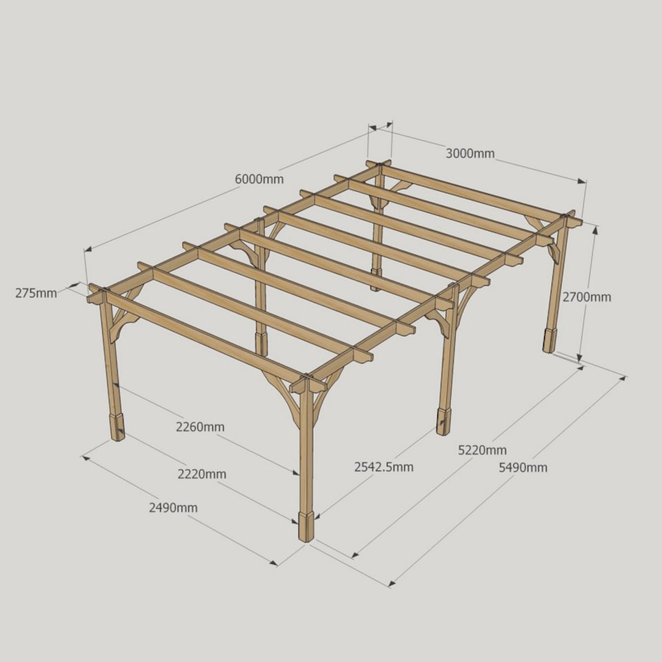 image 1 of Premium Pergola 6 Posts - Wood - L300 x W600 x H270 cm - Rustic Brown