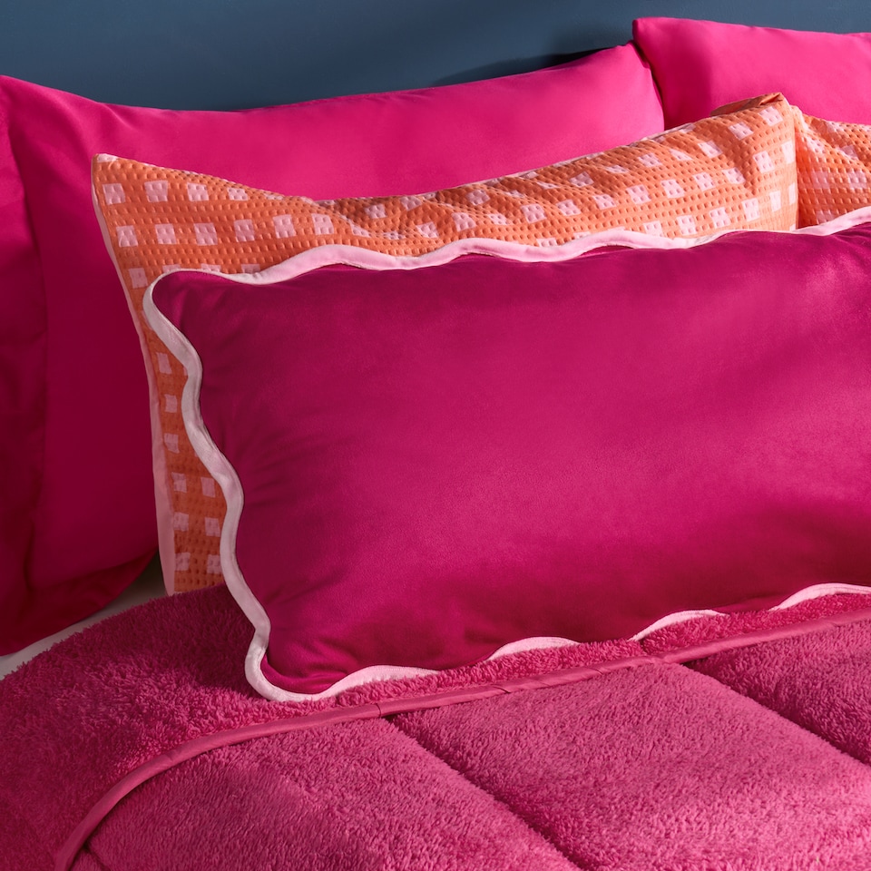 image 1 of OHS Scallop Edge Bolster Pillow Soft Maternity Back Support Filled Cushion