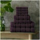 image 2 of VELVETIO 8 Piece Towel Bale Set Boston Shiny Stripe Pattern - 100% Cotton, 450 GSM Purple | Aubergine