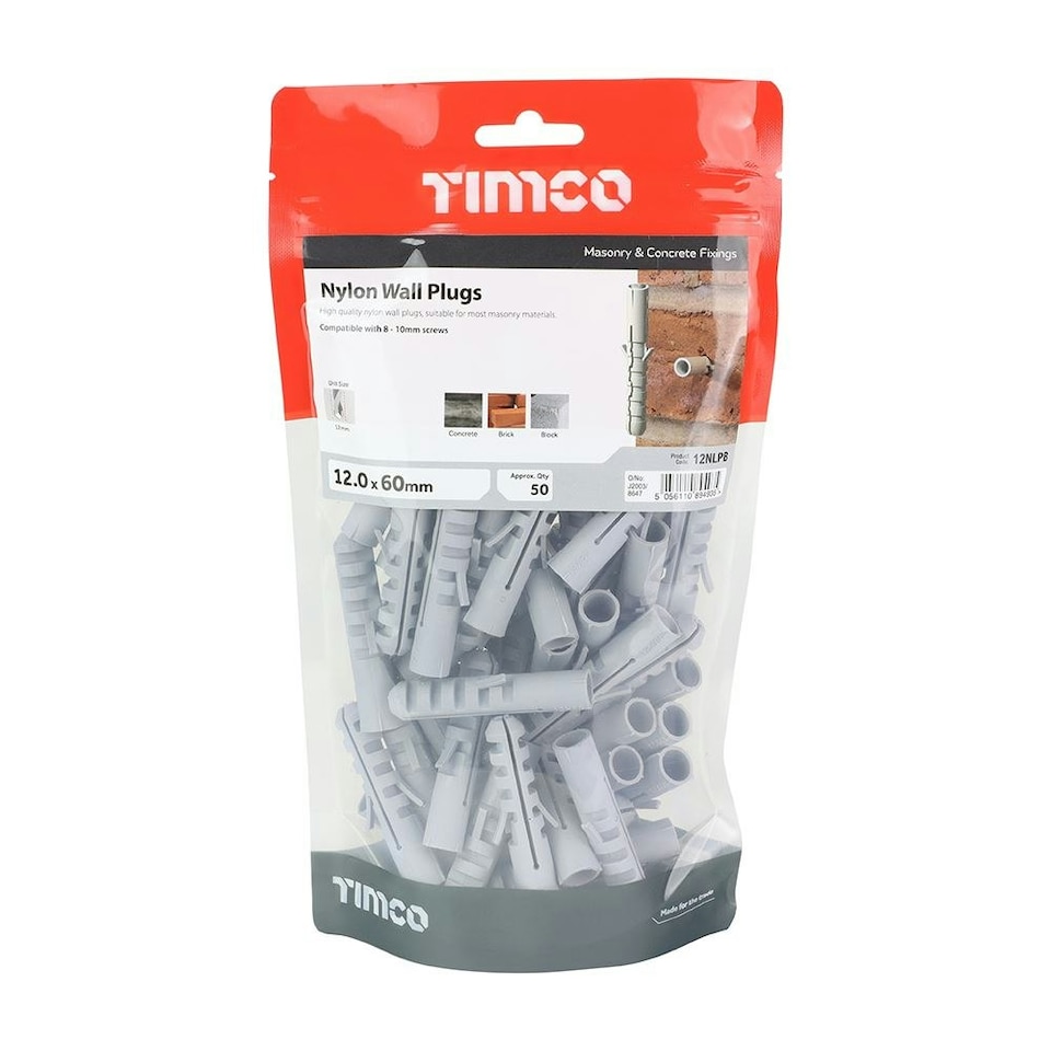 image 1 of Timco - Nylon Plugs (Size 12.0 x 60 - 50 Pieces)