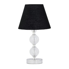 Chrome Two Ball Table Lamp with Black Shade Chrome | Black