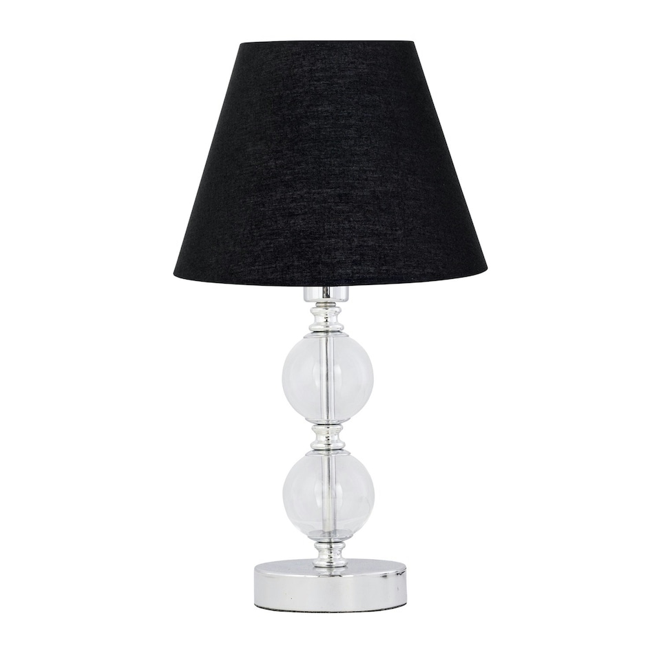 image 1 of Chrome Two Ball Table Lamp with Black Shade Chrome | Black