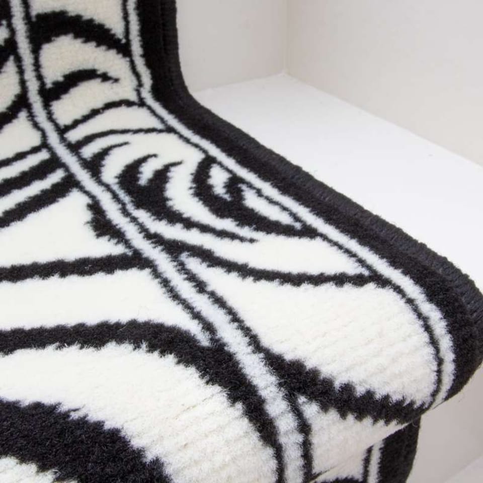 image 1 of KUKOON Black & White Zebra Print Cut to Measure Stair Carpet Runner Rug 60cm Wide 60cm x 600cm
