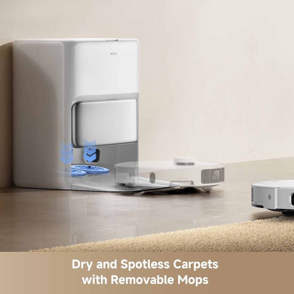 image 1 of MOVA P50 Pro Ultra Robot Vacuum and Mop, 19000Pa Suction Power, All-in-one Cleaning Station, White