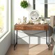 image 5 of COSTWAY Computer Desk Wooden Writing Workstation Coffee Brown
