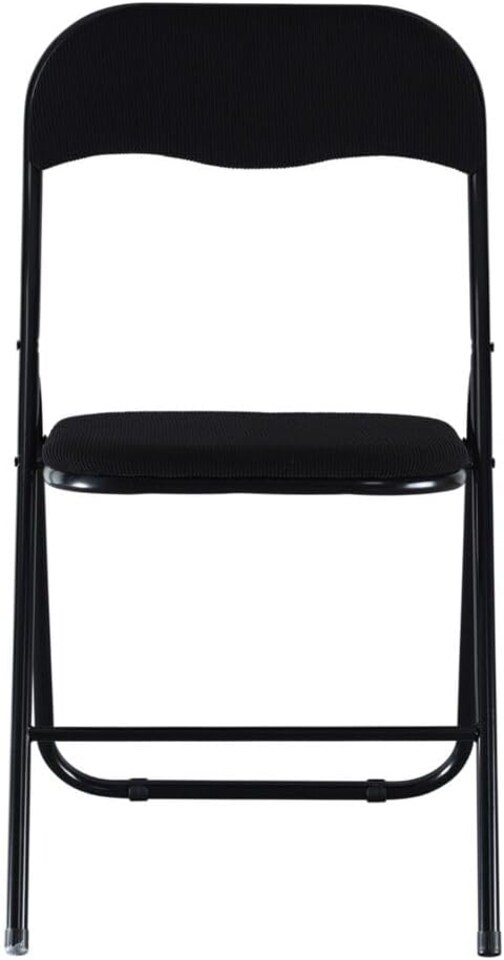 image 1 of 6 Pc Folding Lightweight Chair Set Portable Metal Frame PVC Velvet Ribcord Seats | Multi | Black