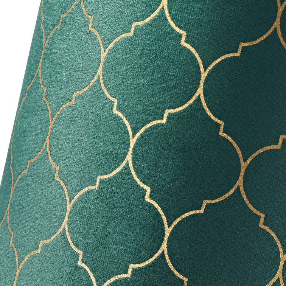 image 1 of Modern Soft Brushable Forest Green Velvet 25cm Lamp Shade with Gold Foil Decor | Green