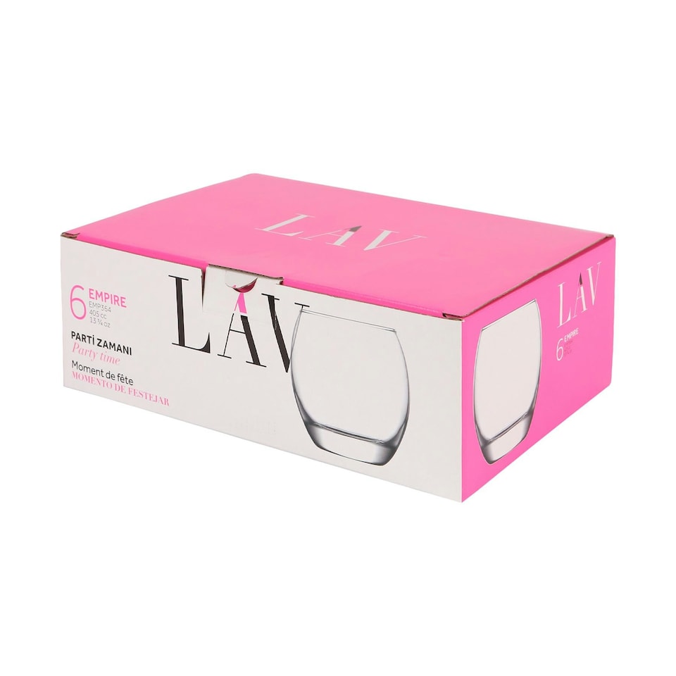 image 1 of LAV Empire Whiskey Glasses - 405ml - Clear - Pack of 6 Clear