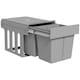 image 1 of HOMCOM 30L Pull Out Bin - 2 Compartments (15L Each), Soft Close Under Sink Bin with Removable Buckets for 400mm Cabinets, Kitchen Waste and Recycling, Base Mounted, Light Grey