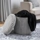 image 2 of OHS Soft Fleece Ribbed Round Foldable Footstool Seat Storage Organiser Ottoman Grey
