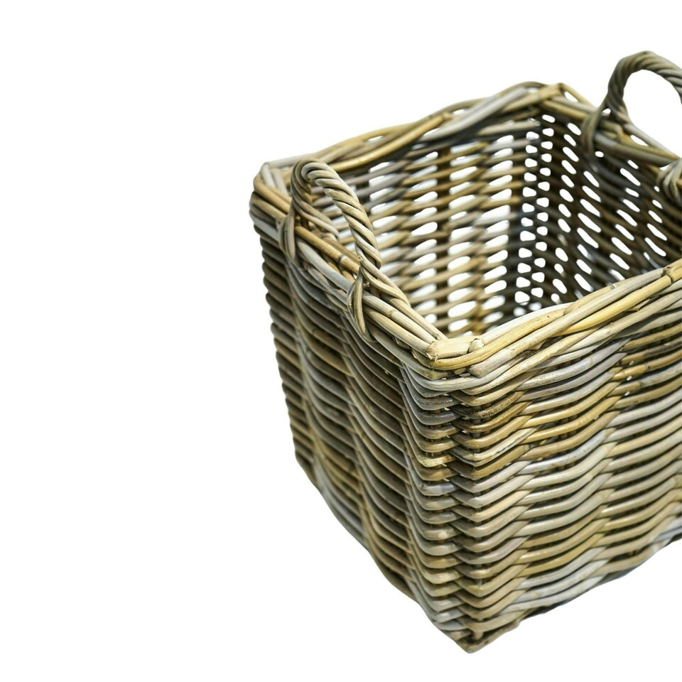 image 1 of Wicker Log Basket Square, Set of 2 N/A