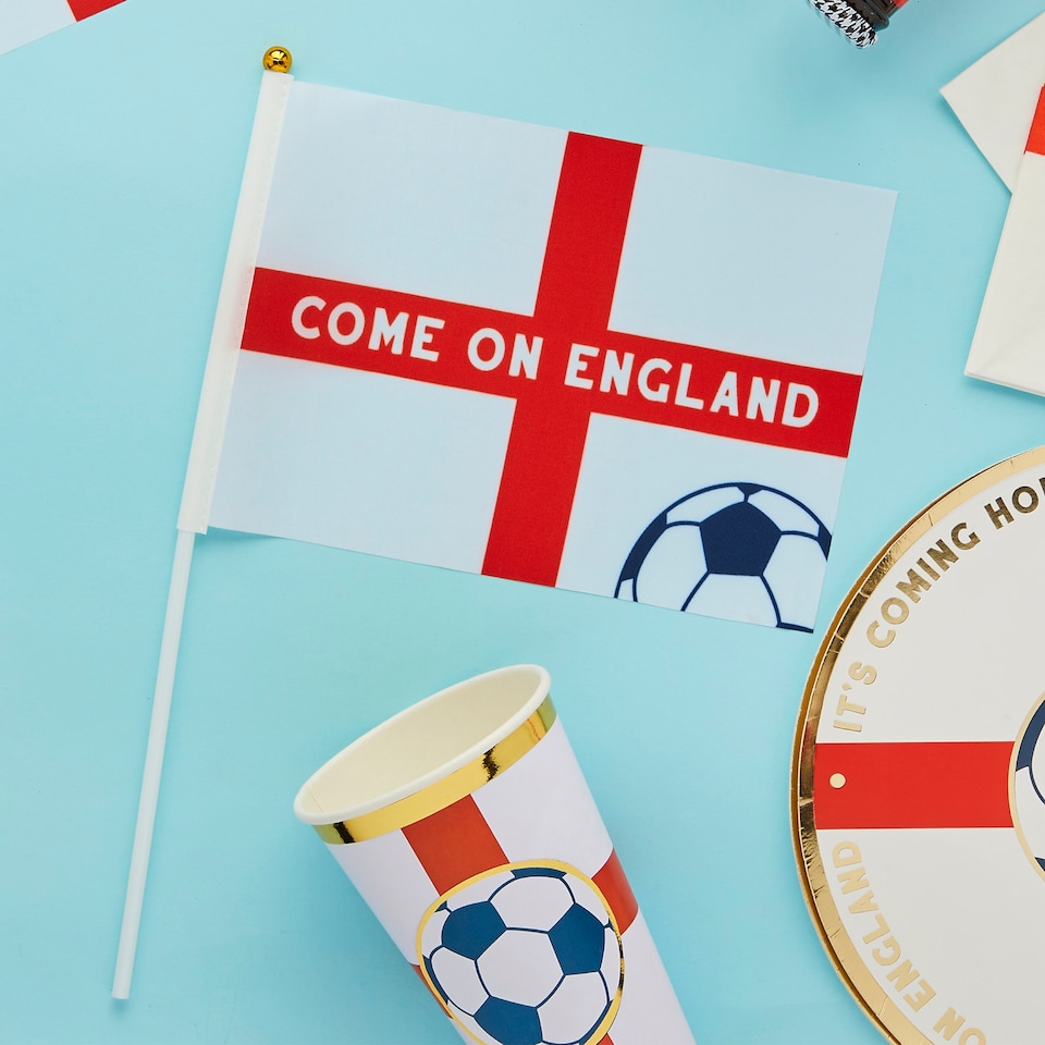 image 1 of Hootyballoo Come On England Polyester Small Waving Flags - Pack of 6