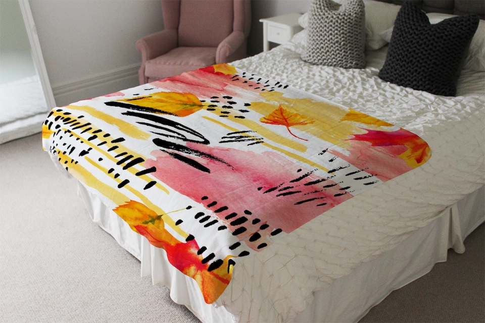 image 1 of Abstract Fall Pattern In Bright Autumn Colours Blanket | Multi