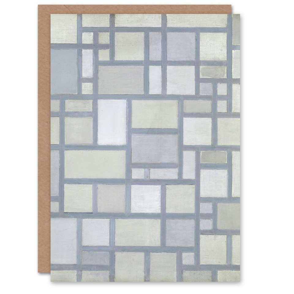 image 1 of Piet Mondrian Art Card Abstract Composition with Gray Lines