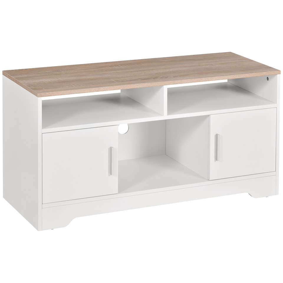 image 1 of HOMCOM TV Stand Cabinet up to 50 , Modern TV Unit with Storage, Open Shelves and Cable Management for Living Room, Bedroom, White