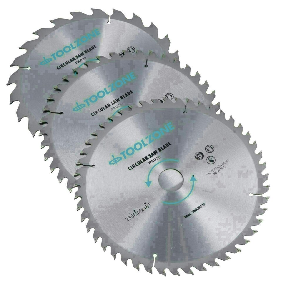 image 1 of 3pc 235mm TCT circular saw blades 24 / 40 and 48 teeth INC adapter rings TE518