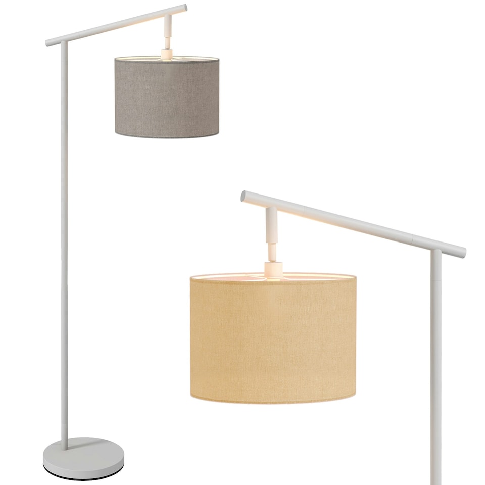 image 1 of HOMCOM Floor Lamp with 350 Degree Rotating Lampshade, Bulb Included, Grey