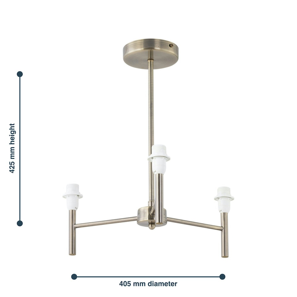 image 1 of Set of 2 Brea - Antique Brass 3 Arm Semi Flush Fittings Only Bronze