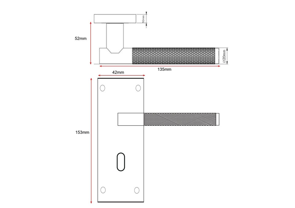 image 1 of Golden Grace Victorian T-Bar Knurled Lock Door Handle Set Satin Brushed Brass Finish with 2.5in 3 Lever Lock - 150mm