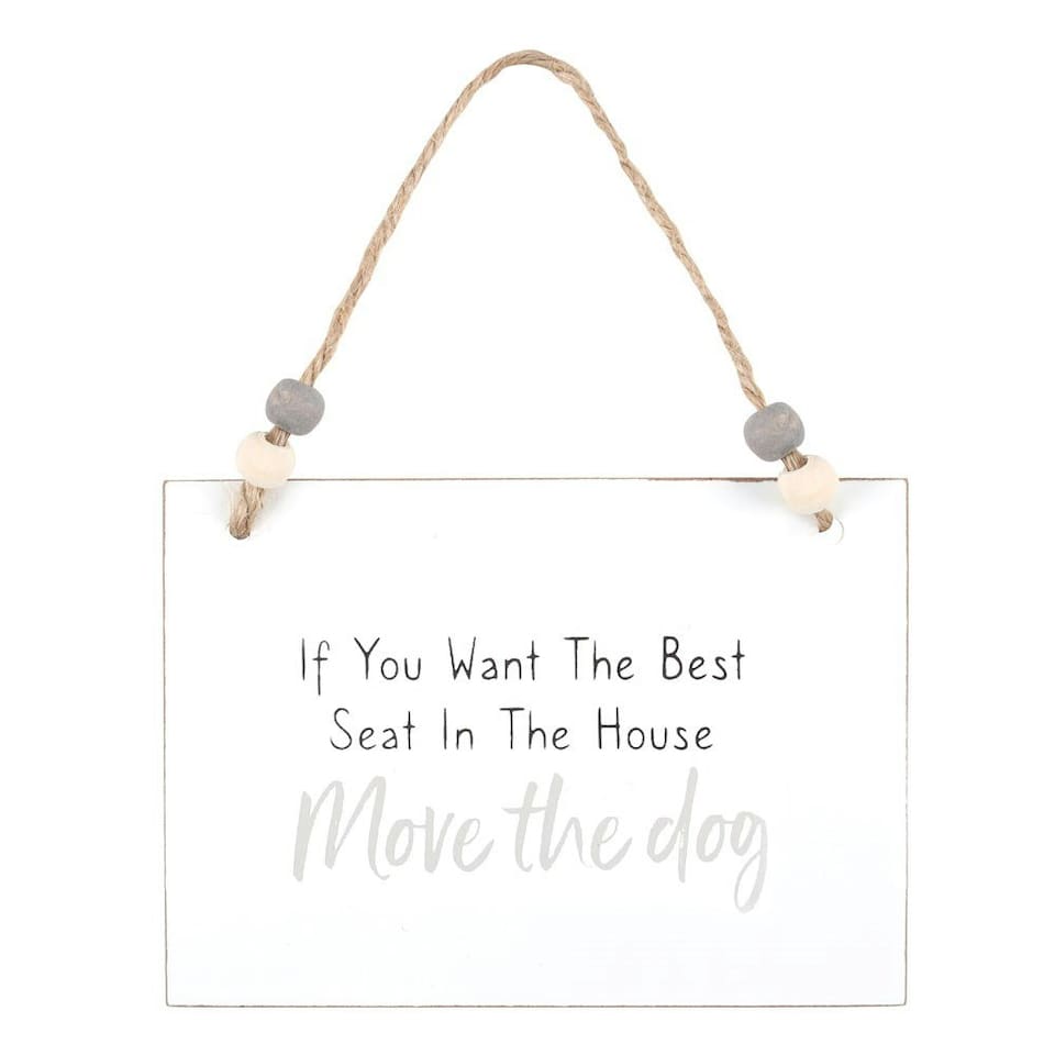 image 1 of Something Different Move The Dog Hanging Sign - White/Black - One Size
