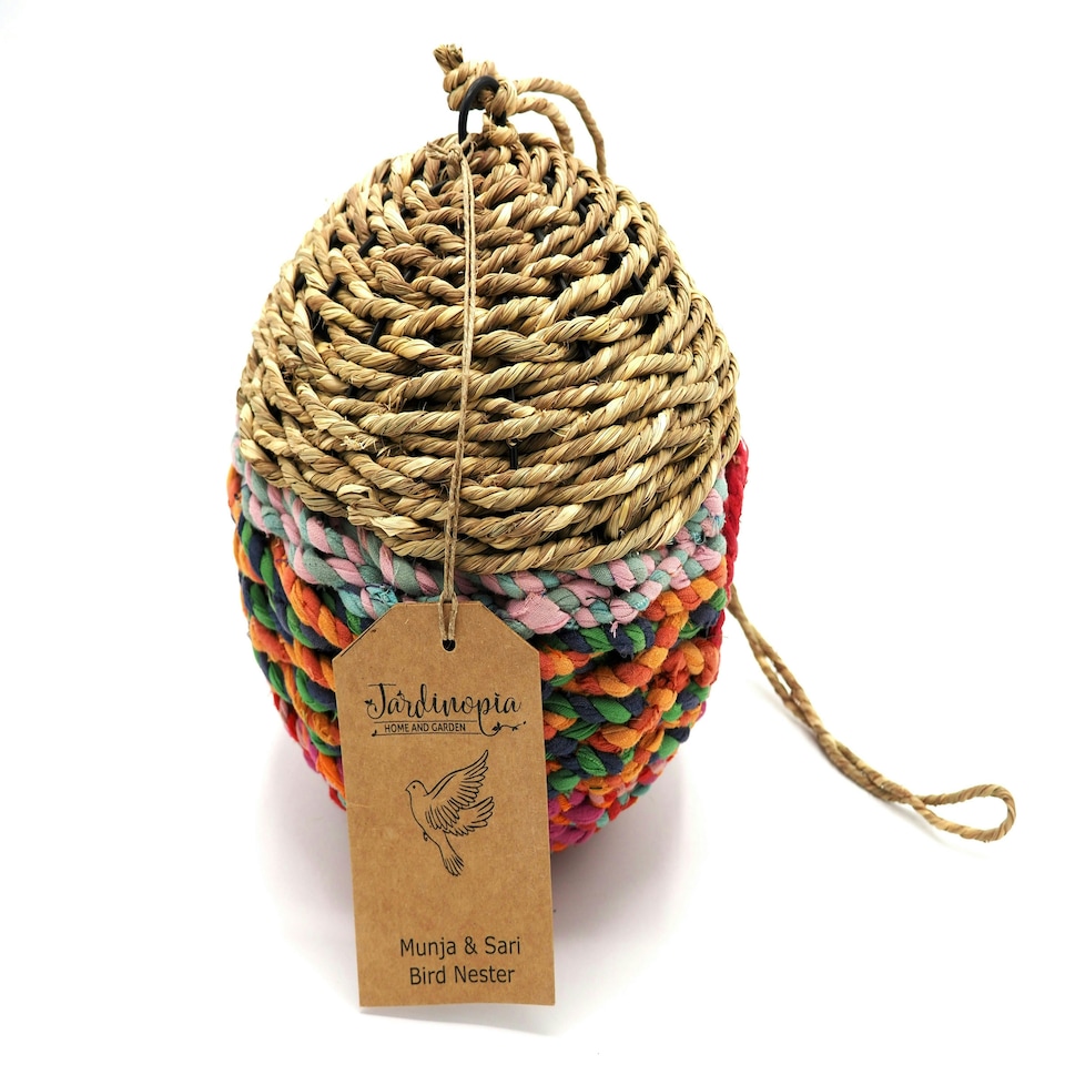 image 1 of Munja & Sari Round Shaped Jute Bird Box Nester Multi