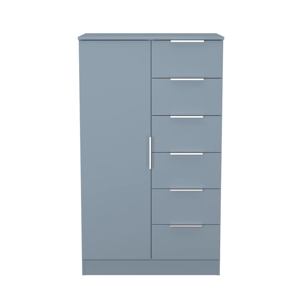 image 1 of Dover 5 Drawer 1 Door Childrens Wardrobe in Denim Blue (Ready Assembled) | Blue | Denim Blue